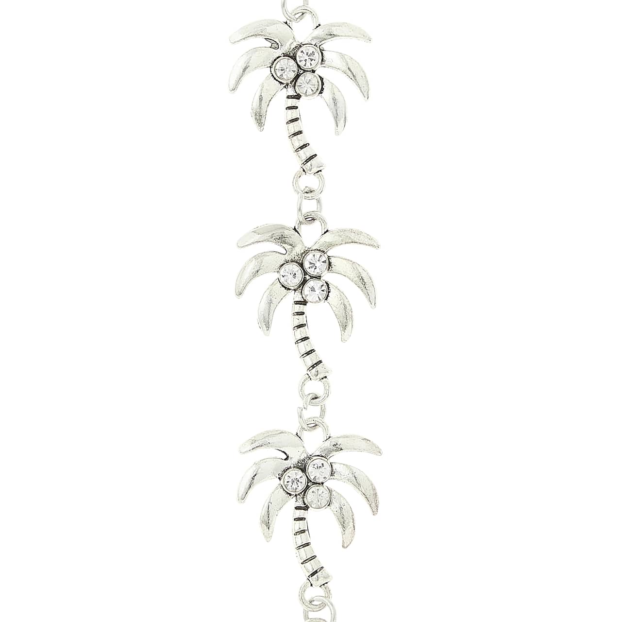 12 Pack: Rhodium Metal Palm Tree Beads by Bead Landing™